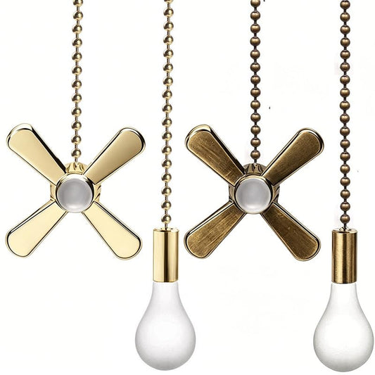 4pcs Ceiling Fan Pull Chain Decorative Ornaments Extension for 13.6 Inch Fan Pulls and Light -(Bronze and Gold) - color: 2pcs gold and 2pcs bronze