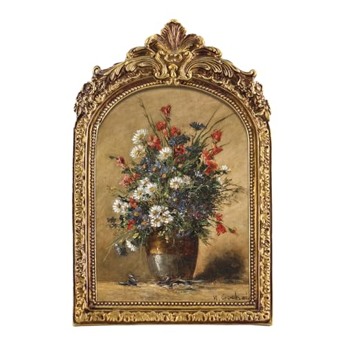 FOLKOR Framed Wall Art for Kitchen Dining Room Bedroom, Wildflower Still Life Oil Paintings Canvas Print with Gold Picture Frame, Vintage Floral Wall Decor for Cottage Rustic Retro Home Office, 5x7 - color: Bouquet of Field Flowers, size: 5x7"