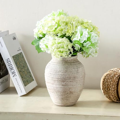 Ceramic Flower Vase, 7.4 Inch Rustic Farmhouse Home Decor - color: 205-1-7.4in