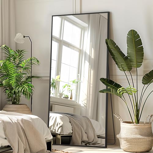 Full Length Mirror, 71"x32" Large Floor Mirror Free Standing Black - color: Black, size: 71"L x 32"W