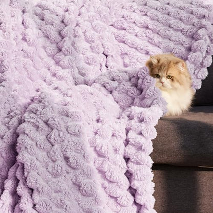 Whale Flotilla Soft Fleece Throw Blanket for Couch & Bed 3D Jacquard, Lilac - color: Lilac, size: Throw(50x60 Inch)