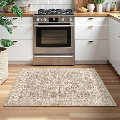 Pauwer Area Rug 2x3, Small Non Slip Washable Entryway Rugs, Beige Brown - color: Beige Brown, size: 2' x 3' (Rectangular)