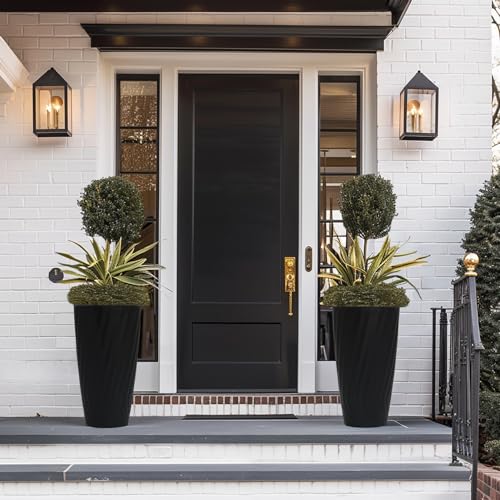 La Jolie Maison 24 Inch Tall Planters, Large Decorative Plant Pots Set of 2 - color: Matte Black