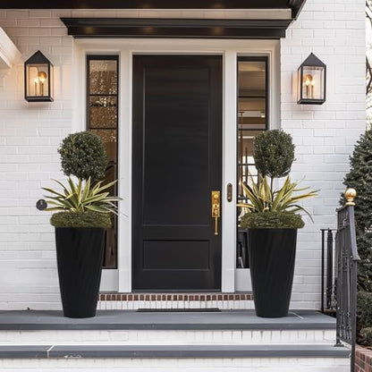 La Jolie Maison 24 Inch Tall Planters, Large Decorative Plant Pots Set of 2 - color: Matte Black