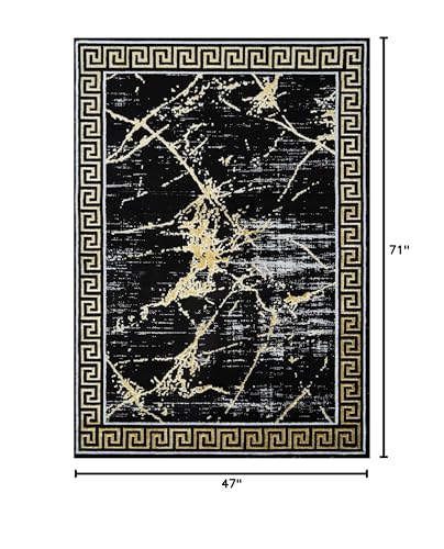 GLORY RUGS Area Rugs Marble 4x5 Black Gold Carpet Modern Abstract Rug Living Room Dining Bedroom Rug - color: Black, size: 4' x 5' (Rectangular)