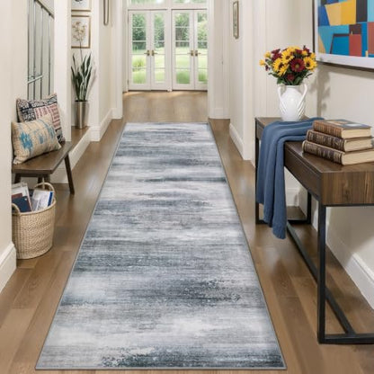 Tangsoo Abstract 3x7 Washable Runner Rug for Hallway Non Slip Modern - color: Ash Grey, size: 3' X 7' (Runner)