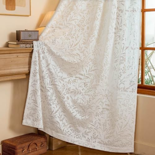 WUBODTI White Lace Semi Sheer Curtains Living Room 72 Inch Length 2 Panels - color: White Leaf, size: 52"W x 72"L (Pack of 2)