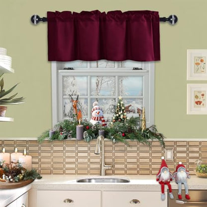 JIUZHEN Burgundy Valance Curtains for Window 1 Panel, 42 x 12 Inches - color: Burgundy, size: 42"W x 12"L (Pack of 1)