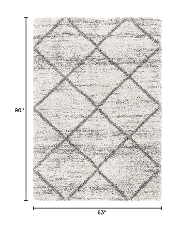 SAFAVIEH Hudson Shag Rug 5'3"x7'6", Soft Plush Grey & Beige SGH281J - color: Grey/Beige, size: 5'3" x 7'6" (Rectangular)