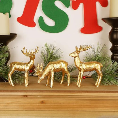 Lulu Home 3 PCS Christmas Tabletop Decorations, Resin Reindeer Peer - style: 3 Peers