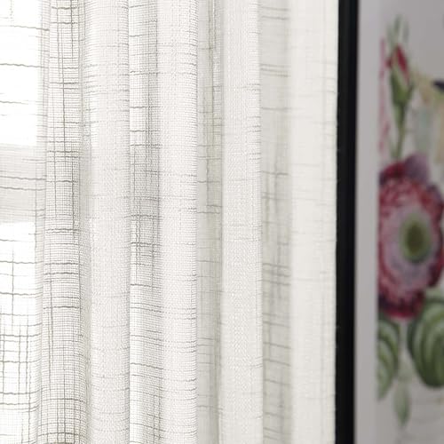 jinchan Linen Textured Door Curtain 72 Inch Farmhouse 1 Panel White - color: Sheer | White, size: 50"W x 72"L (Pack of 1)