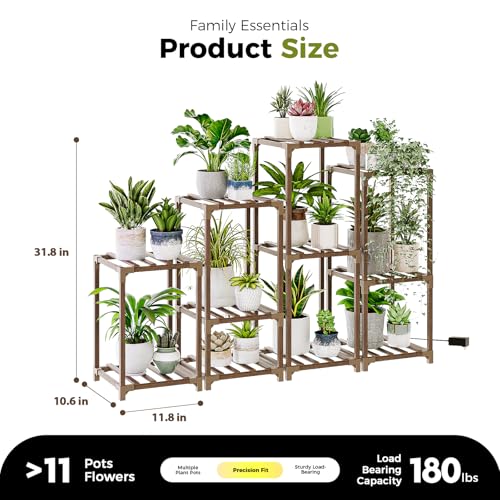 Bamworld Plant Stands with Grow Lights Indoor 4 Sets Plant Shelves Outdoor - color: Brown, size: 4 Sets - Pro