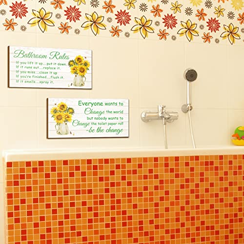 Jetec 2 Pcs Farmhouse Bathroom Decor Sunflower Bathroom Wall Decor - style: Sunflower Style