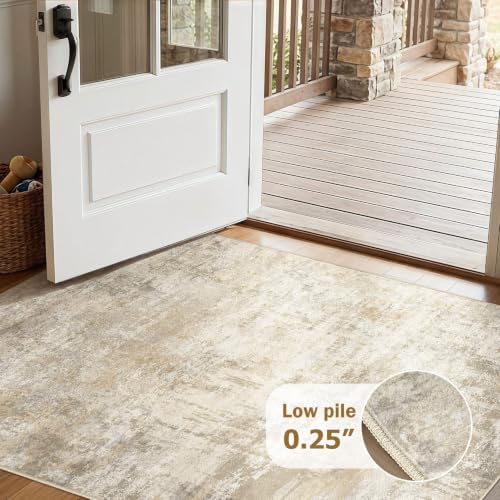 cotiled 3x5 Area Rugs Entryway: Washable Abstract Rug Beige - color: Beige, size: 3' x 5' (Rectangular)