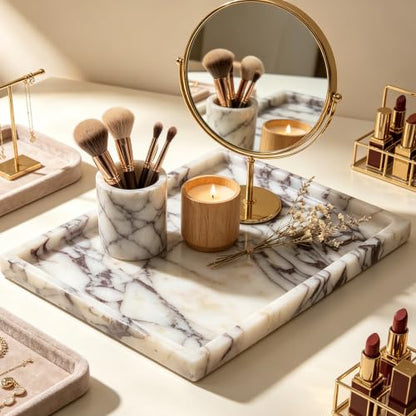 Natural Marble Tray Jewelry Perfume Decorative Tray for Home Bathroom Decor
