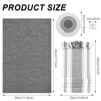 SK Studio 19Pcs Boho Table Runner Placemat and Napkin Ring Set Rectangle and Round Meal Mats Macrame Table Runner with Tassels for Wedding Kitchen Dining, Grey - size: 13.8x72 inch