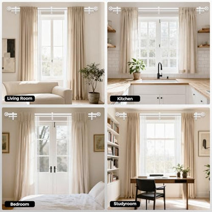 Double Curtain Rod 36-76 Inch, Heavy Duty Dual Rods, White - color: Plain White, size: 36"-76"