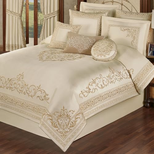 Touch of Class Versailles Luxury Comforter, Classic Pearl, Queen, 11 Pc Set - size: 11 Piece Queen Comforter Set