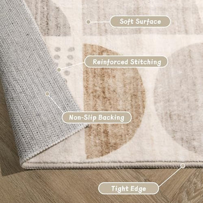 MUJOO Boho Small Rug Washable,2x3 Area Rugs Non Slip Modern Abstract - color: Beige and Cream, size: 2' x 3' (Rectangular)