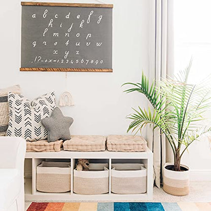 OrganiHaus Cotton Rope Baskets for Shelves, Set of 3, 15x9x10 - color: Mixed Honey