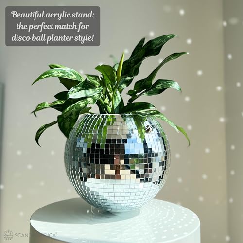 SCANDINORDICA Disco Ball Planter, Value Package, 10-inch Silver - size: 10" Silver
