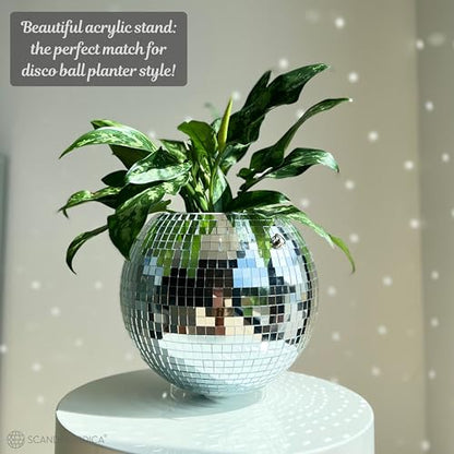 SCANDINORDICA Disco Ball Planter, Value Package, 10-inch Silver - size: 10" Silver