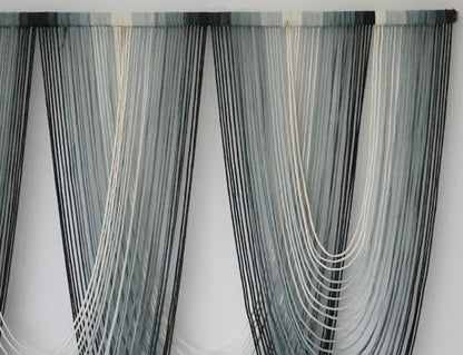 Macrame Wall Hanging Blue Dip Dyed Boho Tapestry Fiber Wall Art 57"W*41"L - color: Blue