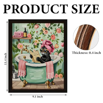 BIQRP Funny Cat Bathtub Reading Newspaper Bathroom Wall Art Decor Sign - color: BathCat
