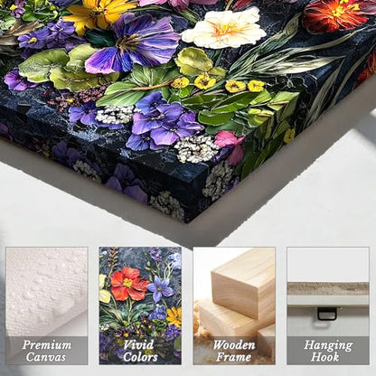 crmotu Flower Large Wall Art, Botanical Watercolor Canvas Prints 20"x40" - color: Purple and Gold, size: 40"L x 20"W