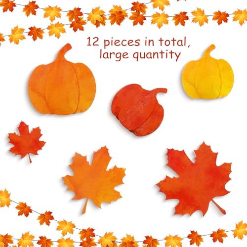 Bencailor 12 Pcs Fall Table Decoration Pumpkin Maple Leaf Tiered Tray Decor - style: Classic