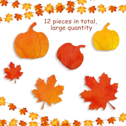 Bencailor 12 Pcs Fall Table Decoration Pumpkin Maple Leaf Tiered Tray Decor - style: Classic