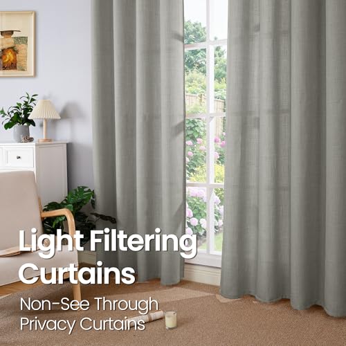 BGment Short Grey Curtains for Bedroom, 54 Inches Long 2 Panels - color: Grey, size: 52"W x 54"L (Pack of 2)