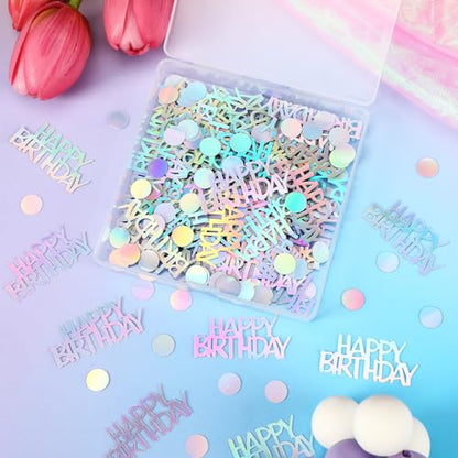 MARFOREVER Iridescent Happy Birthday Confetti Birthday Party Decorations - style: Birthday