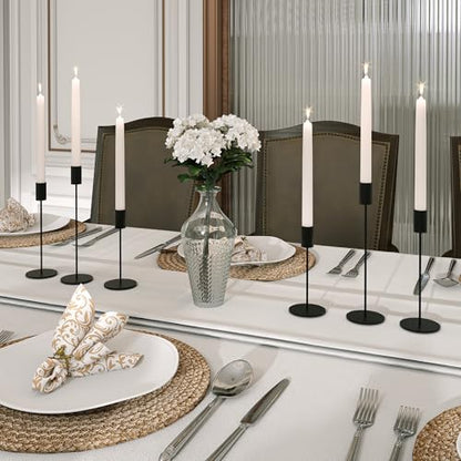 zeochyni Black Taper Candle Holder Metal Candlestick Holders Set of 3 - color: Black, size: Set of 3