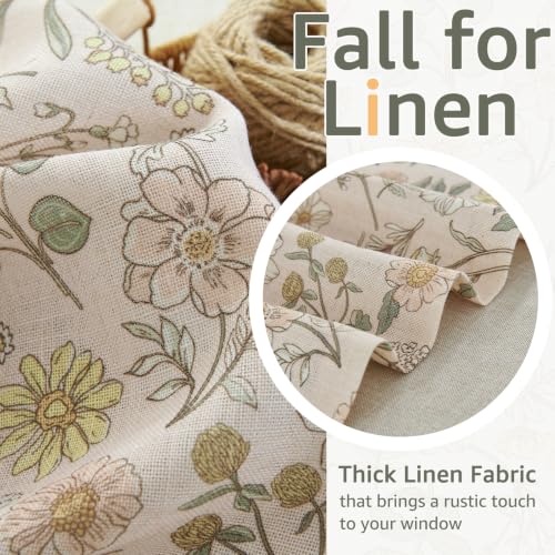 jinchan Maia Floral Linen Double Layer Valance 18 Inch 1 Panel Pink - color: Maia Pink on Linen, size: 50"W x 18"L (Pack of 1)