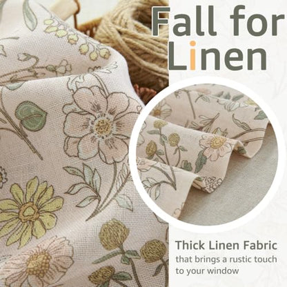 jinchan Maia Floral Linen Double Layer Valance 18 Inch 1 Panel Pink - color: Maia Pink on Linen, size: 50"W x 18"L (Pack of 1)