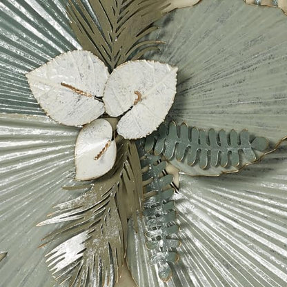 Touch of Class Mystic Tropics Floral and Leaf Metal Wall Sculpture | Tropical Style Sculpture Decor for Bedroom, Living Room, Bathroom, Entryway, Hallway