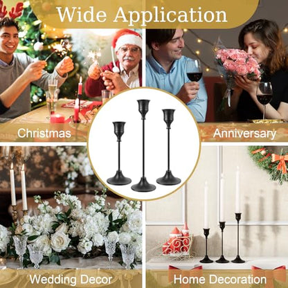 NLBTW Black Candlestick Holders, Metal Taper Candle Holder, Set of 3 - color: Black, size: 1 Set (3 Pcs)
