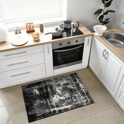 Keen Home Design Abstract Non-Shedding Entryway Rug, Soft Thick Pile, 2x3 - color: Abstract Black, size: 2' x 3' (Rectangular)