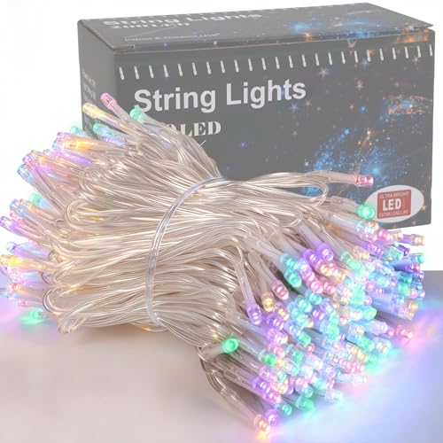 HOME LIGHTING 66ft Easter Decorative Mini Lights, 200 LED Clear Wire Fairy Starry String Lights Plug in, 8 Lighting Mode, Indoor Outdoor Xmas Tree Wedding Party Garden Decoration (Pastel Multicolor) - color: Pastel Multicolor