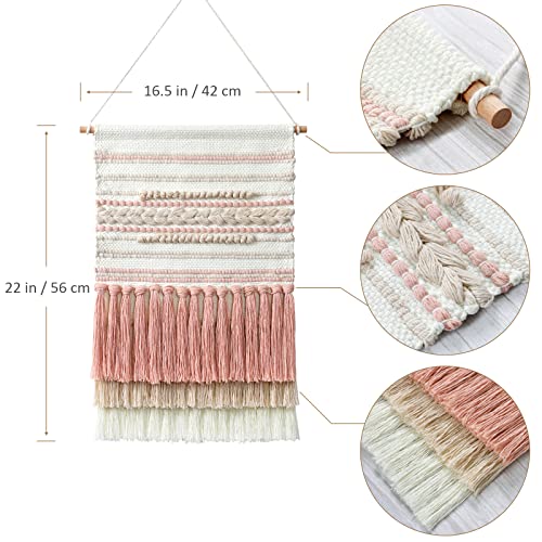 Dremisland Macrame Wall Hanging Macrame Wall Decor Bohemian Pink Tapestry - color: Pink Line