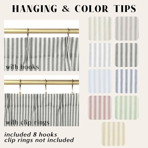 Lino Rosa Small Window Curtains 20 inch Length Black and Beige White Farmhouse Bahtroom Window Curtain - color: Black, size: 24"W x 20"L (Pack of 2)
