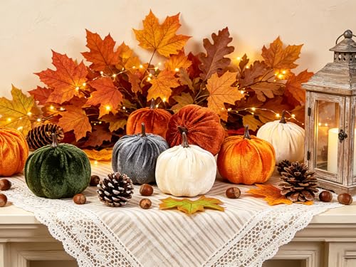 Super Holiday 15PCS Fall Pumpkins for Indoor Autume Thanksgiving Home Decor