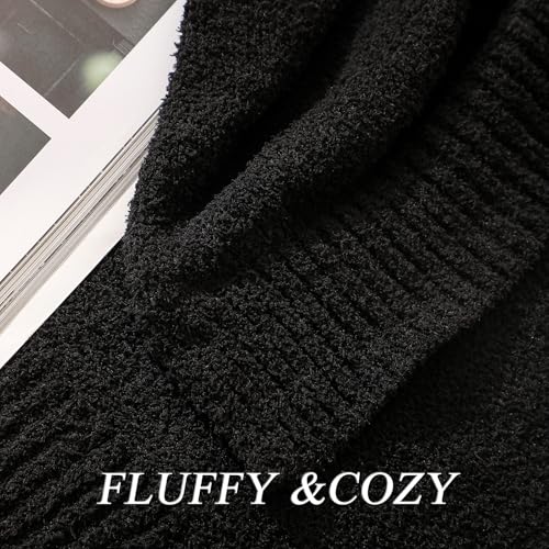 bearberry Knit Throw Blanket 53x71 Black Super Soft Plush for Couch - color: Black, size: Throw XL(53″x71″)