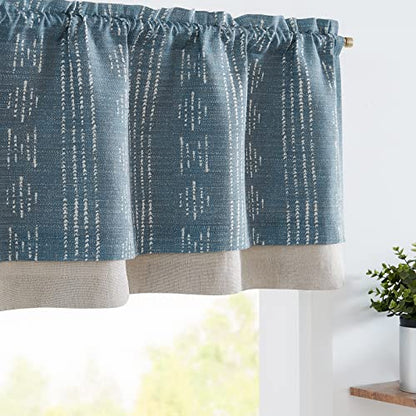 jinchan Striped Valance 18 Inch Modern Boho 1 Panel Blue - color: Boho Blue, size: 50"W x 18"L (Pack of 1)