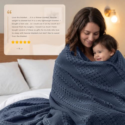 PHF Lightweight 100% Cotton Waffle Throw Blanket for Couch, Indigo - color: 11 Indigo, size: Throw(50"x60")
