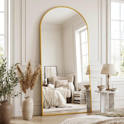 Full Length Mirror, 71"x32" Arched Floor Mirror, Gold - color: Gold, size: 71"L x 32"W