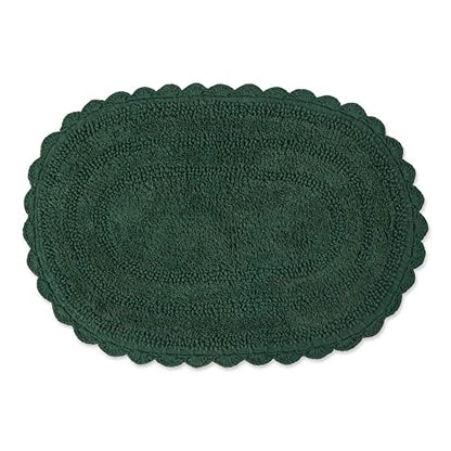 DII Crochet Collection Reversible Bath Mat, Small Oval, 17x24, Dark Green - color: Dark Green, size: 1'5" x 2' (Oval)