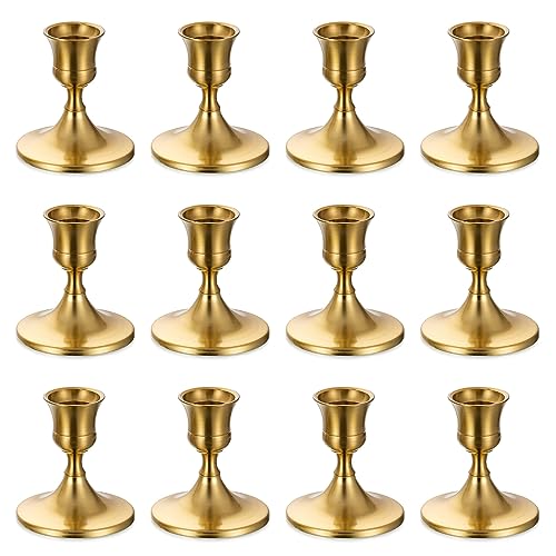 Sziqiqi Gold Candlestick Candle Holders, Set of 12, for Wedding Table - color: Gold-style 2, size: 12 Pcs