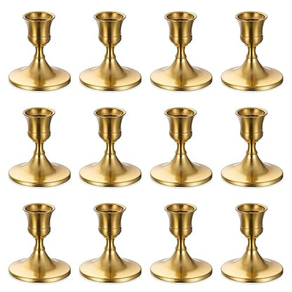 Sziqiqi Gold Candlestick Candle Holders, Set of 12, for Wedding Table - color: Gold-style 2, size: 12 Pcs